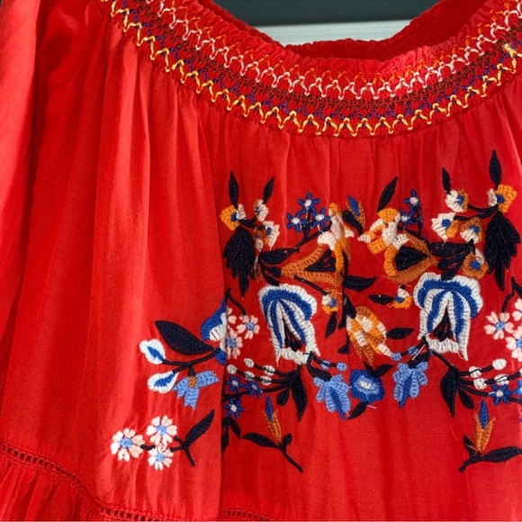 FREE PEOPLE Sunbeam Off Shoulder Embroidered Mini Dress - Picture 8 of 9